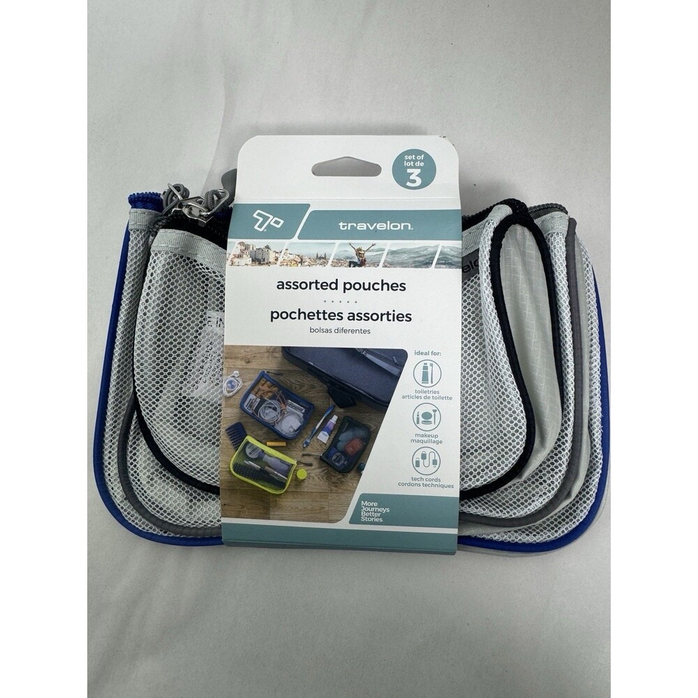 Travelon Set of 3 Assorted Piped Accessory Pouches